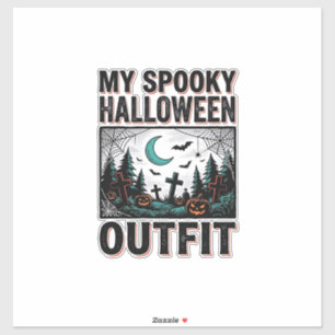 Skrämmande Halloween-kostym Vintage kyrkogård Tee_ Klistermärken