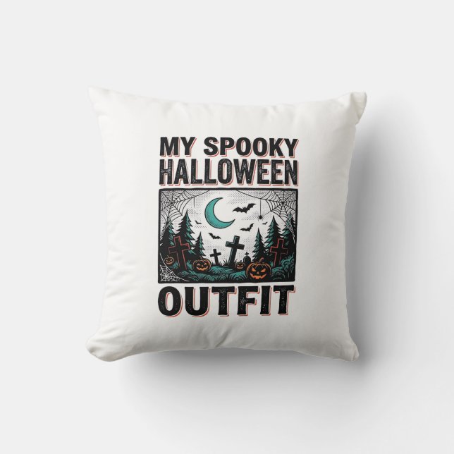 Skrämmande Halloween-kostym Vintage kyrkogård Tee_ Kudde (Framsida)