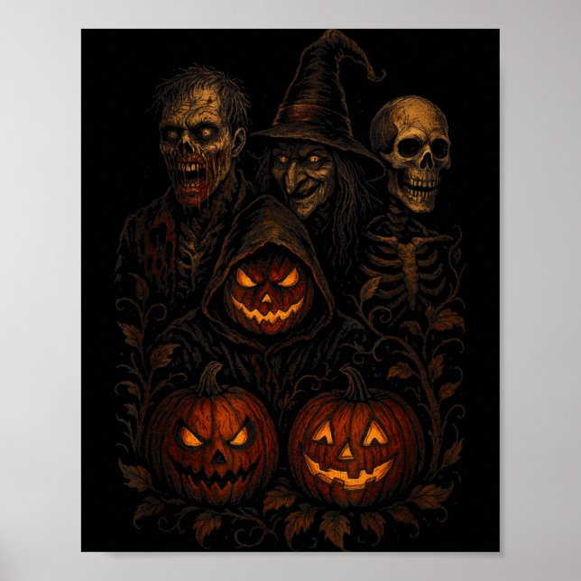 Skrämmande Halloween Kuslig Pumpa Skräckinjagande  Poster (Framsidan)