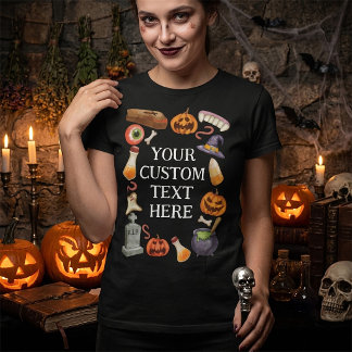 Skrämmande Halloween Lägg till din egen text T Shirt