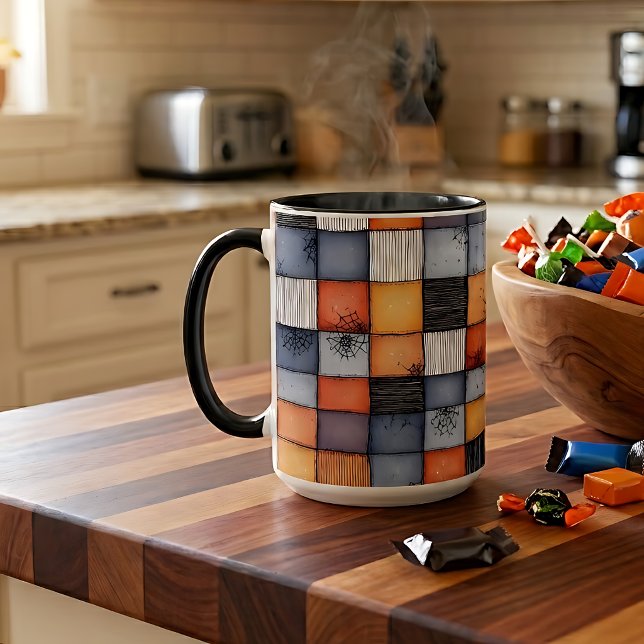 Skrämmande Halloween-lappverk Tvåtons Kaffe Mugg (Skapare uppladdad)
