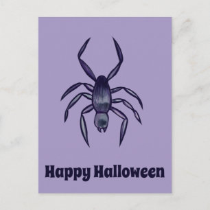 Skrämmande Halloween Lila Spindel Konst Vykort