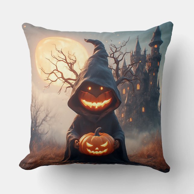 Skrämmande Halloween-miljö Kudde (Framsida)