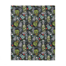 Skrämmande Halloween-monster Zombies Vampyrer Mumm