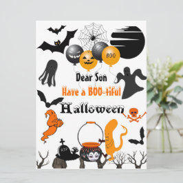 Skrämmande Halloween natt Boo Parad Fullmåne Spöke Julkort