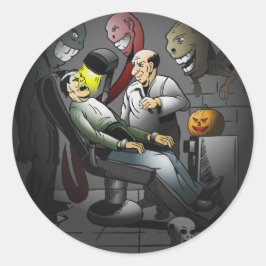 Skrämmande Halloween-natt hos tandläkaren Runt Klistermärke