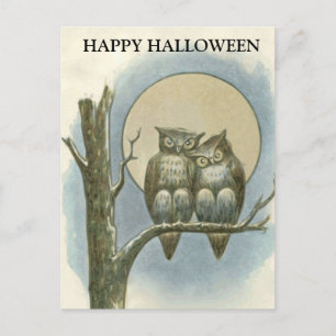 Skrämmande Halloween-natt med häxa Vykort