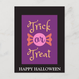 Skrämmande Halloween-natt med trick or treat Vykort
