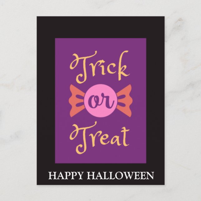 Skrämmande Halloween-natt med trick or treat Vykort (Framsida)