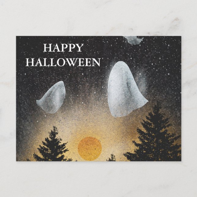 Skrämmande Halloween-natt med Ugglor Postkort Vykort (Framsida)