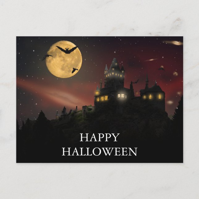 Skrämmande Halloween-natt med Ugglor Postkort Vykort (Framsida)