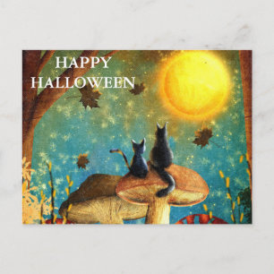Skrämmande Halloween-natt med Ugglor Postkort Vykort