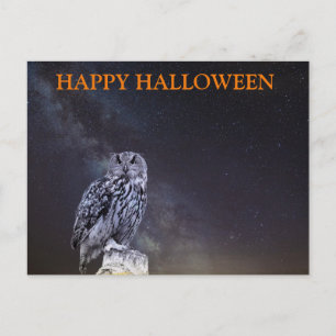 Skrämmande Halloween-natt med ugglor Vykort