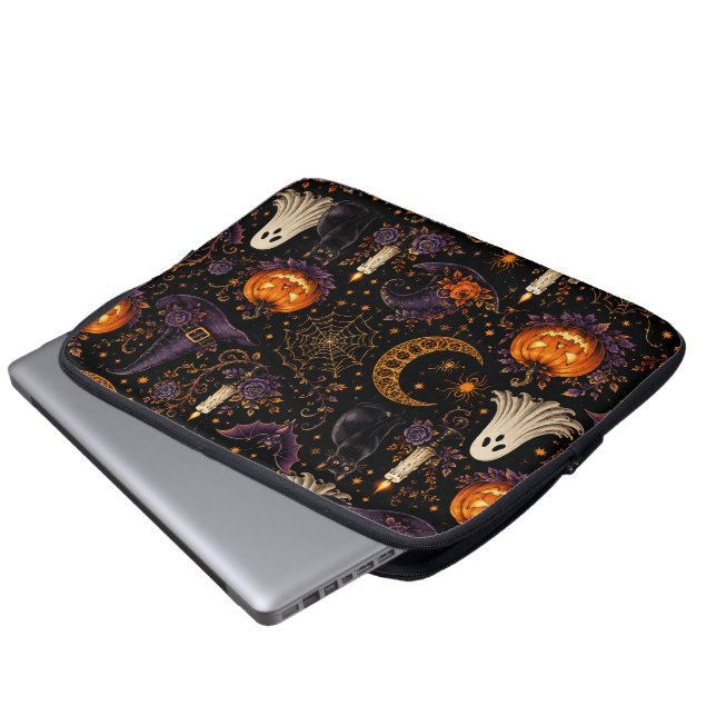 Skrämmande Halloween-natt Pumpa & Spöke Mönster Ko Laptop Fodral (Framre botten)