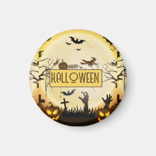 Skrämmande Halloween-natt Spöklik Höst Design Magnet