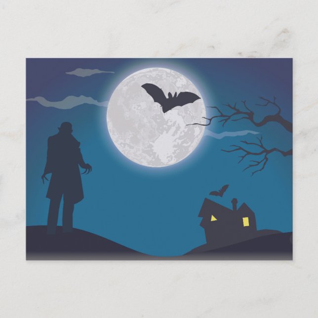 Skrämmande Halloween-natt Vykort (Framsida)