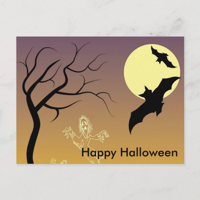 Skrämmande Halloween-natt Vykort (Framsida)