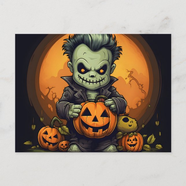 Skrämmande Halloween-natt Vykort (Framsida)