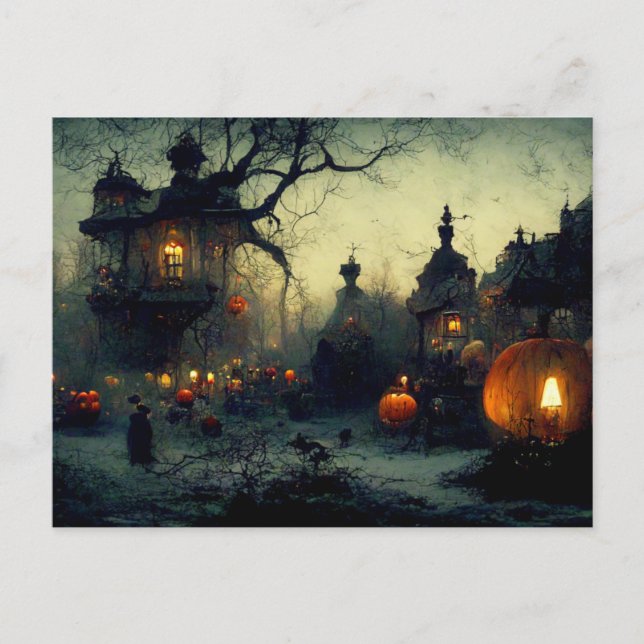 Skrämmande Halloween-natt vykort (Framsida)