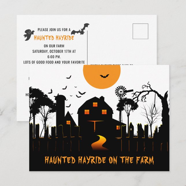 Skrämmande Halloween på gården Vykort (Fram/baksida)