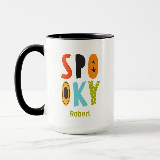 Skrämmande Halloween Personligt namn  Mugg (Vänster)