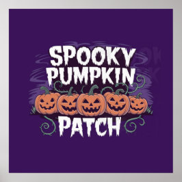 Skrämmande Halloween-plakat med pumpapatch Poster