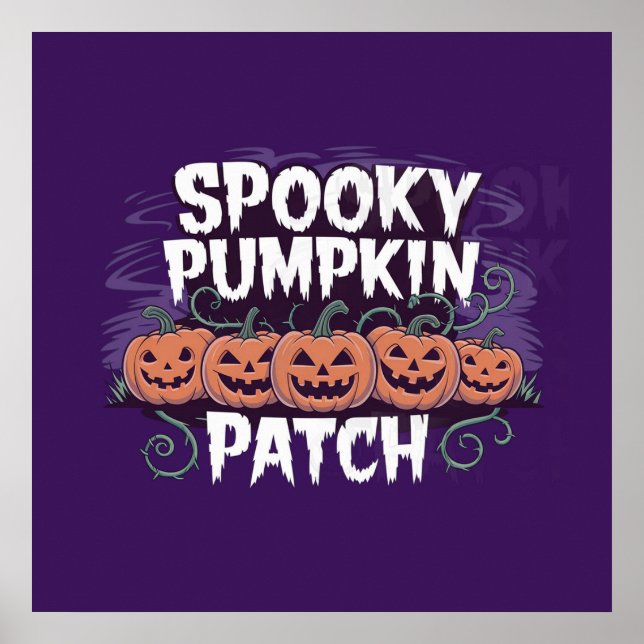 Skrämmande Halloween-plakat med pumpapatch Poster (Framsidan)