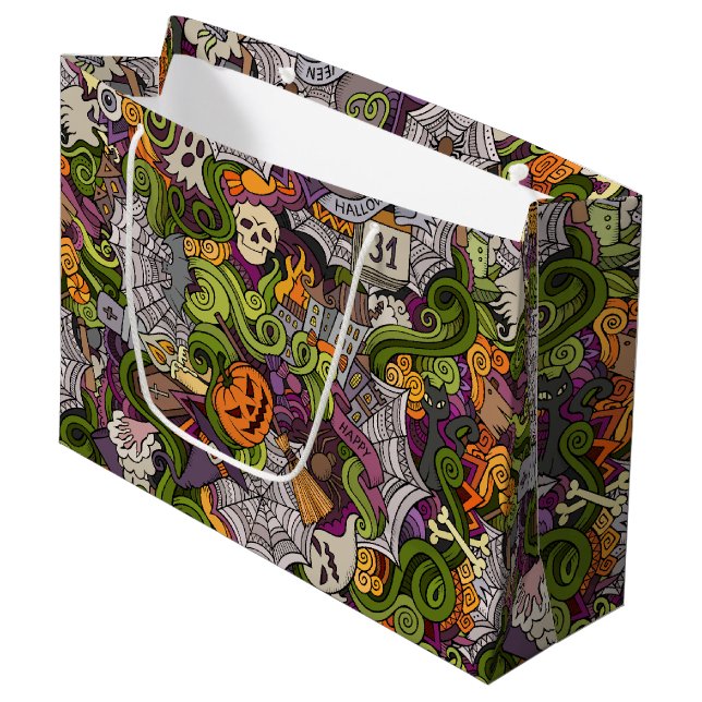 Skrämmande Halloween presentpåse - Stor, Glansig (Framsidan Vinklad)