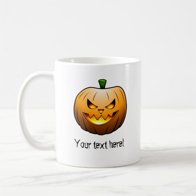 Skrämmande halloween-pumpa ansikte kaffemugg (Vänster)