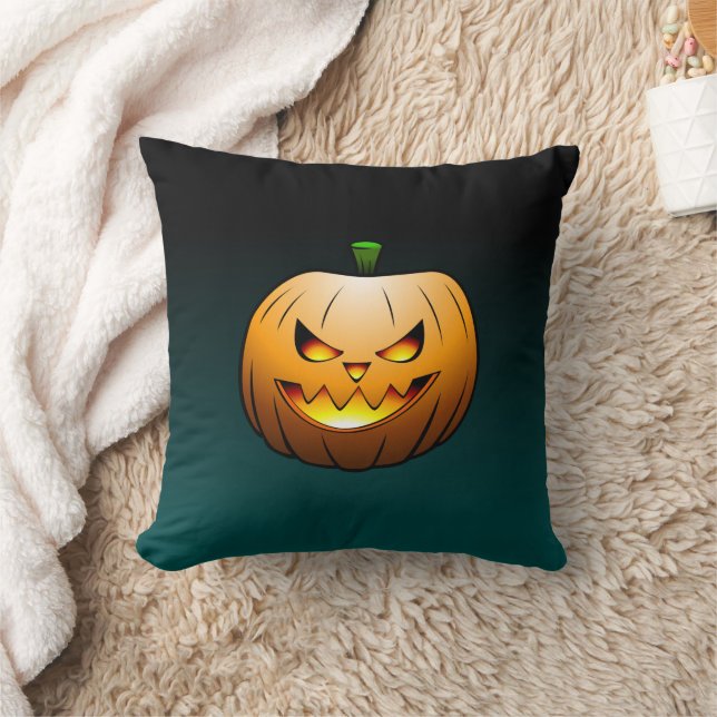 Skrämmande Halloween-pumpa ansikte Kudde (Filt)