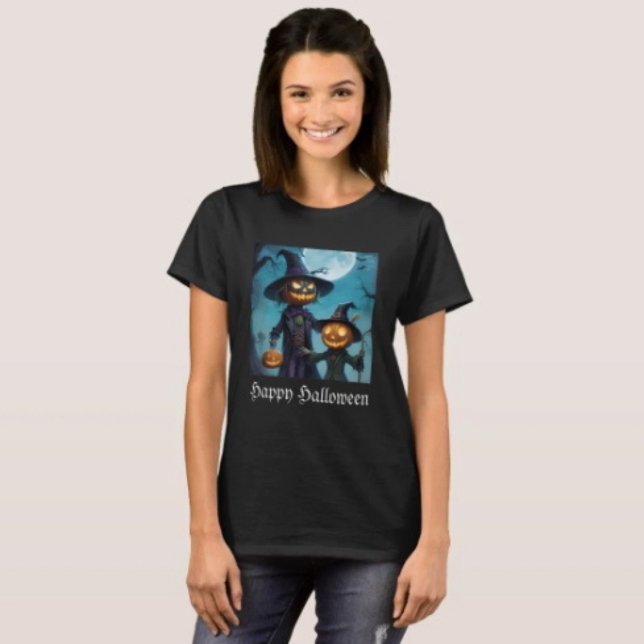 Skrämmande Halloween-pumpa-duo T Shirt (Comfy tri-blend women’s tee feminine fit, scoop neck, short sleeves, relaxed fit.  
)