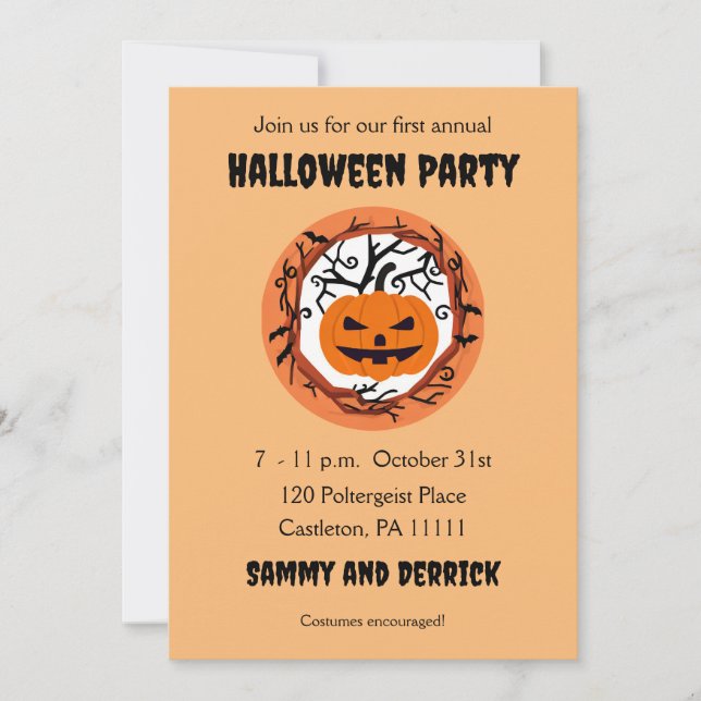 Skrämmande Halloween-pumpa-fest-inbjudningar Inbjudningar (Framsida)