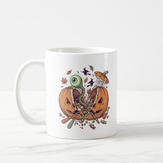 Skrämmande Halloween-pumpa Godis Kaffer kopp (Vänster)