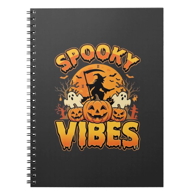 Skrämmande Halloween-pumpa-häxdesign_1 Anteckningsbok (Framsidan)