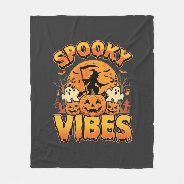 Skrämmande Halloween-pumpa-häxdesign_1 Fleecefilt (Framsidan)