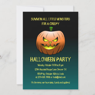 Skrämmande Halloween-pumpa Inbjudningar