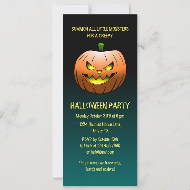 Skrämmande Halloween-pumpa Inbjudningar (Framsida)