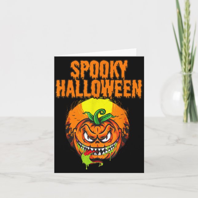 Skrämmande Halloween-pumpa Kort (Framsida)