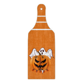 Skrämmande Halloween-pumpa med spöke och spindelde