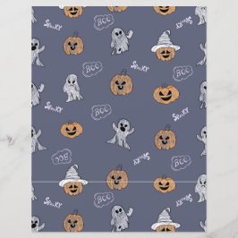 Skrämmande Halloween-pumpa och spök-mönster Scrapb