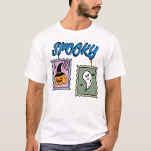 Skrämmande Halloween-pumpa och spökvintagefrimärke
