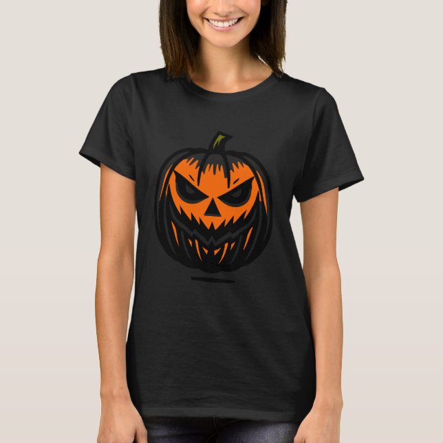 Skrämmande Halloween-pumpa Rolig design för Hallow T Shirt (Framsida)
