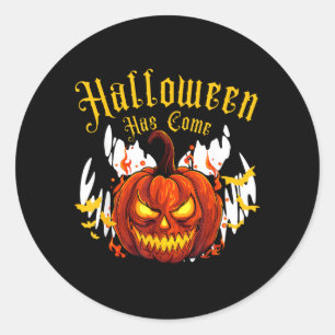 Skrämmande Halloween-pumpa Runt Klistermärke