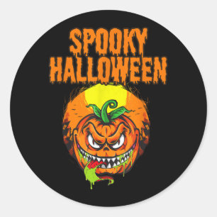 Skrämmande Halloween-pumpa Runt Klistermärke