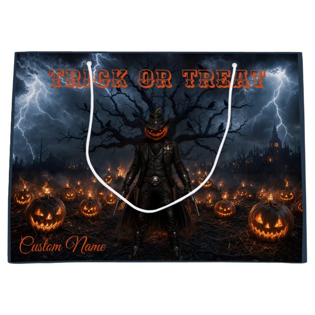 Skrämmande Halloween-pumpa Sheriff Cowboy Blixt  (Framsidan)