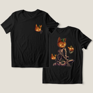 Skrämmande Halloween-pumpa Skelettkatt T Shirt