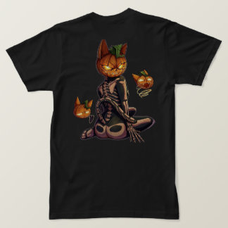 Skrämmande Halloween-pumpa Skelettkatt T Shirt