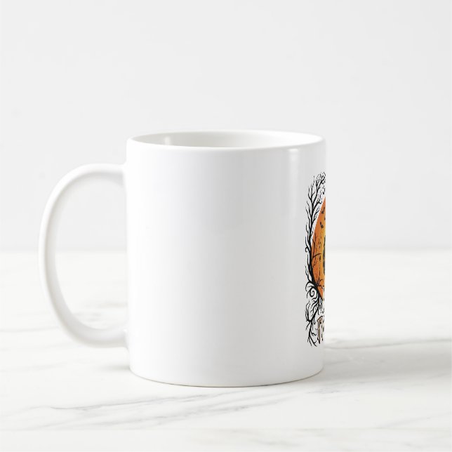 Skrämmande Halloween-pumpa Spöklik natt spök Silhu Kaffemugg (Vänster)