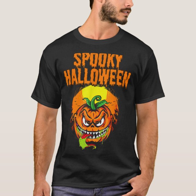 Skrämmande Halloween-pumpa T Shirt (Framsida)
