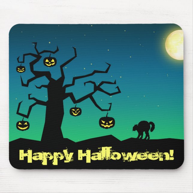 Skrämmande Halloween-pumpa-träd - Musmattor (Framsidan)